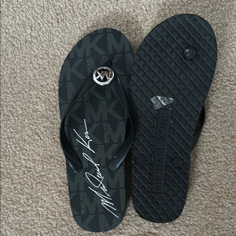 Michael Kors Black Flip Flops